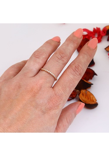 Kuyumcudukkani Sıra Taşlı Trend Yüzük-10315-w-w Beyaz