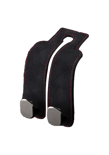 Tenfowee Araç İçi Çift Kancalı Pratik Askı - Pu Deri Ve Çinko Alaşım - 44 Kg Taşıma Kapasitesi - Siyah