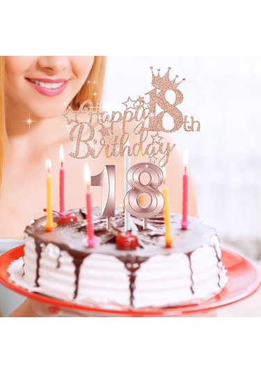 Shineyee 18 Yaş Partisi Dekorasyon Seti - Gümüş Pembe Taç, Balon, Kemer Ve Pin İle Kadınlar İçin Özel Kutlama Malzemeleri Standart