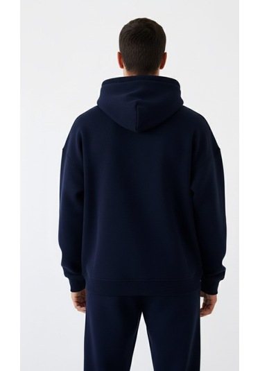 Erkek Lacivert Oversize Hoodie Sweatshirt Lacivert