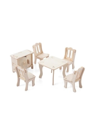 3d Kendin Yap Ahşap Puzzle Yemek Masası Maket Çocuk Aktivite
