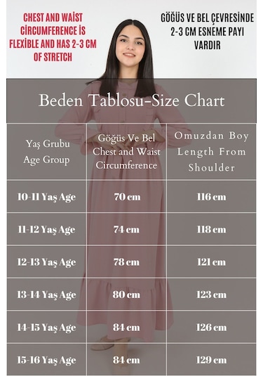 Genc Kiz Elbise Uzun Kollu Tesettür Uygun Jile Lila