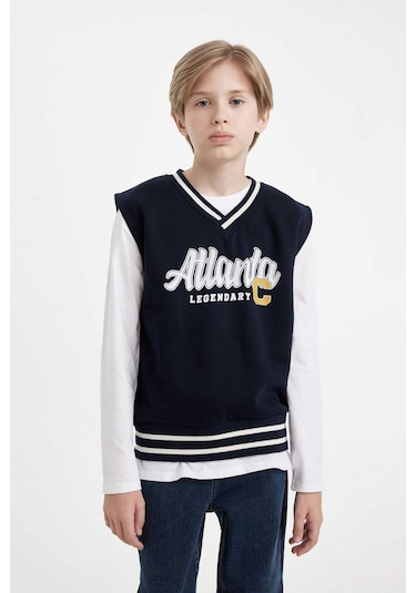 Defacto Erkek Çocuk V Yaka Yazı Baskılı Kalın Süveter C9283A824AUNV245 Defacto Erkek Çocuk V Yaka Yazı Baskılı Kalın Süveter C9283A824AUNV245