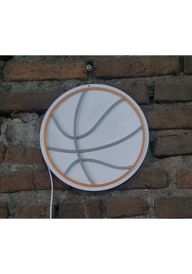 Basketbol Topu Neon Led Duvar Aydınlatması - 28x28 Cm