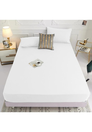 Lastiksiz Çift Kişilik Çarşaf Takımı 220x240 Çarşaf + 2 Yastık Kılıfı Beyaz