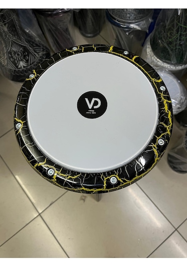 Vatan Alüminyum Döküm Sarı-siyah Çatlak Desenli Darbuka/çömlek Kod7614