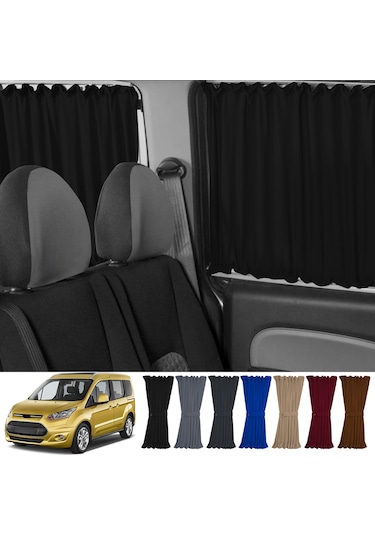 Pandami Ford Connect 1.nesil 2002-2013 Uyumlu Siyah Raylı Oto Perde Takımı