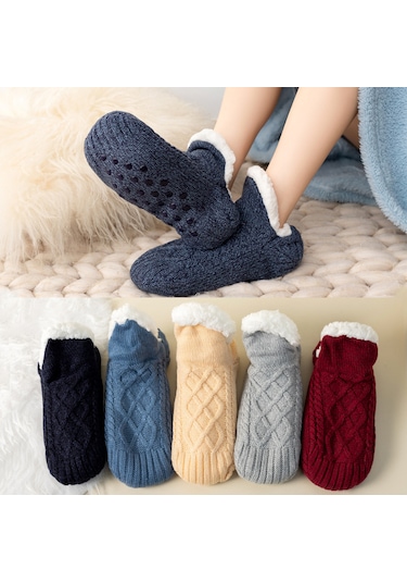Kışlık Polar Astarlı İç Mekan Ev Patik Unisex Yetişkin Ev Çorabı Bordo