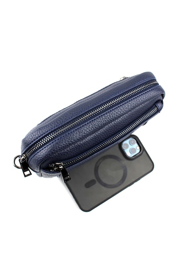 Erkek Lacivert Lüks El Ve Bileklik Kemerli Portföy El Çantası Lacivert