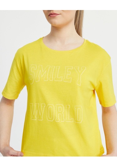 Bella Dossi Pamuklu Kısa Kollu Baskılı Kadın Şortlu Yazlık Pijama Takımı Limon Sarı