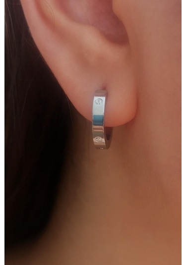 Allmisse Kaplama Çelik Küpe Standart Gümüş