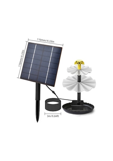 Pazly Güneş Enerjili 9 Nozullu Kuş Banyosu Ve Bahçe Çeşmesi Pompası - 2.5w
