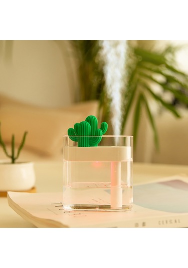 Tenfowee Cactus Şekilli Usb Nemlendirici 160ml - 7 Renkli Gece Lambası, Nano Sprey Teknolojisi, Ev/ofis Kullanıma Uygun