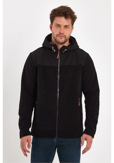 Rodi Jeans Erkek Ön Arka Garnili Fermuarlı Kapüşonlu Polar Haki
