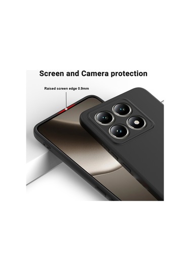 Xiaomi 14t Pro İçin Düz Renk Sıvı Silikon Damlamaz Tam Kapsama Telefon Kılıfı Siyah