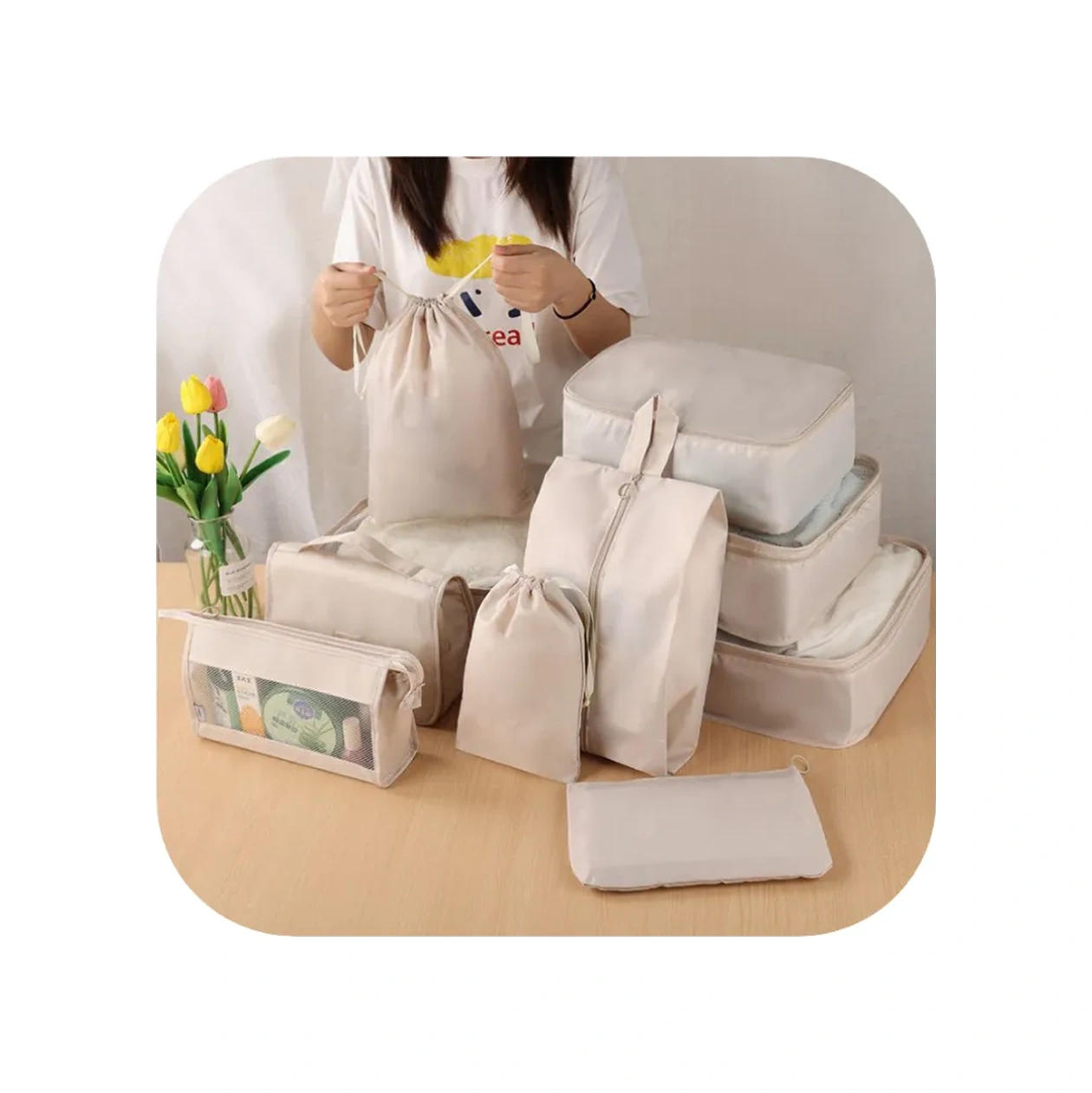 Miestetic Bavul İçin Seyahat Düzenleyici 224422712 Bej