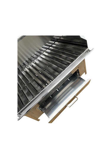 Paslanmaz Bacalı Mangal Kapaklı 35 X 50 Cm Çekmeceli Masaüstü Gri