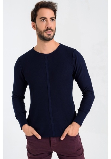 Heyss Bisiklet Sosis Yaka Erkek Triko Kazak Ön Şerit Detaylı