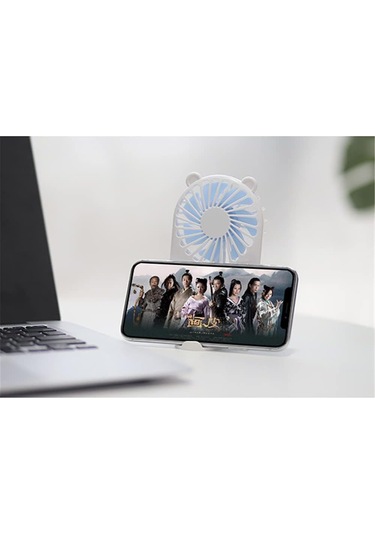 Kişisel Fan, Elde Taşınan Fan Asılı Boyun Braketi Mini Fan, Usb Şarj Cep Fan1 Nesil Beyaz Ayı