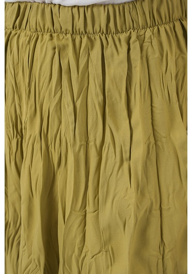 Kadın Uzun Kırışık Etek 8042 - E.yeşil Yeşil