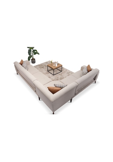 Vipa Vegas Köşe Koltuk 3+k+2 , Şık Ve Rahat İskandinav Tasarım, Salon Ve Oturma Odası İçin, Krem