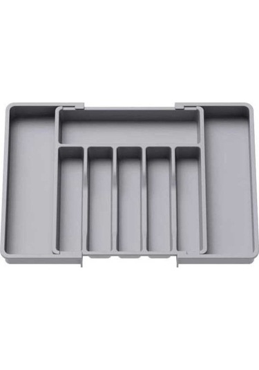 Pazly Genişletilebilir Gri Çatal Bıçak Takımı Kutusu Çekmece Düzenleyici Gri