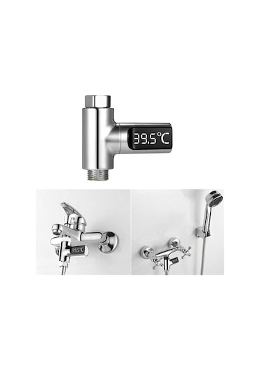 Pazly Led Dijital 5 85 C Duş Termometresi, Gerçek Zamanlı Su Akış Monitörü, 360 Duş Takımı 58856616 Diğer