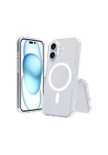 İphone Uyumlu 16 Kılıf Magsafe Şarj Özellikli Şeffaf Sert Pc Redclick Embos Kapak