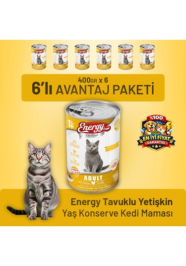 Energy Tavuklu Yetişkin Yaş Kedi Maması 400 G - 6 Adet