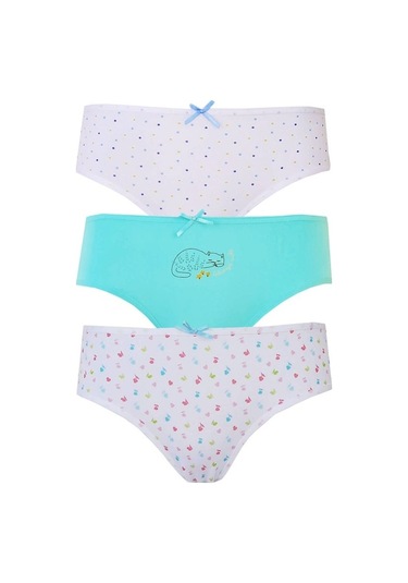3Lü Kız Çocuk Külot Pamuklu Baskılı Esnek Rahat Slip
