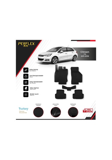 Cıtroen C4 2011-2018 3D Havuzlu Paspas