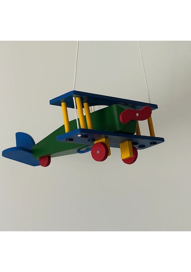 Çocuk Odası Ahşap Uçak Avize Çok Renkli