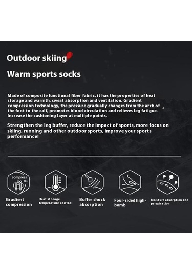 Butu Golovejoy Dwz05 1 Çift Spor Kompresyon Çorapları Kış Sıcak Yüksek Tüp Kayak Baldır Çorapları Siyah+gri Siyah - Gri