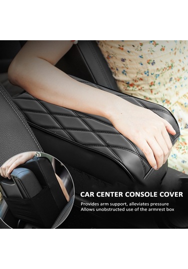 Skycity Araba Konsol Kılıfı - Pu Deri Hafıza Köpüğü, Genişletilmiş Kalın, Evrensel Uyumlu, Siyah Büyük Boy