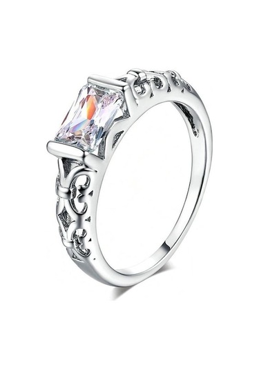 Novahub Beyaz Sace Gems Klasik Bakır Alaşım Zirkon Yüzük Bayanlar Takı Düğün Promise Parti Hediye 10 Beyaz Beyaz