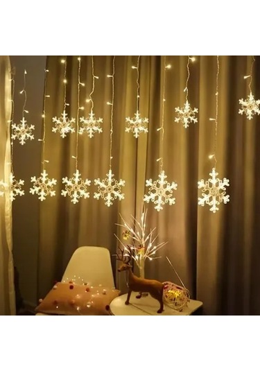 3 Metre Saçaklı Kar Tanesi Perde Led Gün Işığı