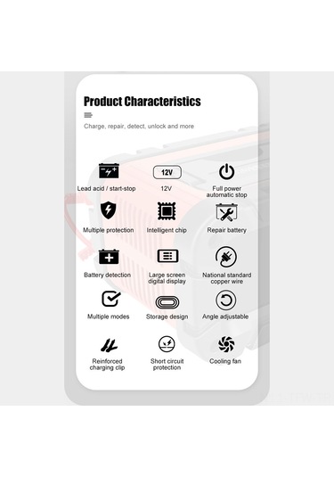 Tenfowee Akıllı 12v Motosiklet Ve Araç Şarj Cihazı - Otomatik Durdurma, Çoklu Koruma, Dijital Ekran, Sessiz Soğutma 111 Karakter