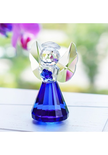 Moveevo Mavi K9 Kristal Melek Heykeli - Ev Dekoru, Koruma Simgesi, Sanatsal Koleksiyon, Kadın Hediyesi