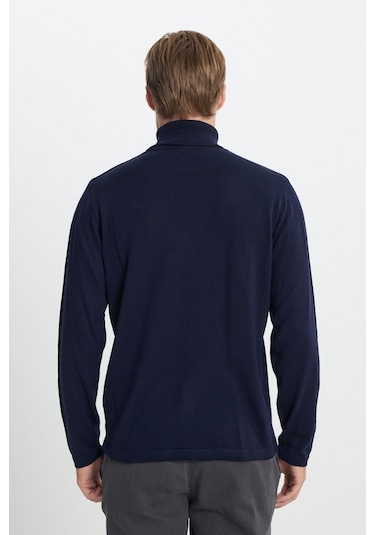 AC&Co / Altınyıldız Classics Standart Fit Normal Kesim Tam Balıkçı Yaka Pamuklu Erkek Triko - Lacivert
