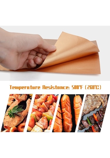 Pazly 5 Parça Altın Barbekü Piknik Yapışmaz Izgara Matı Yemek Matı 40x33cm Altın