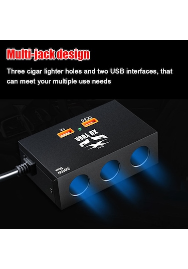 Shineyee 3 Lü Hızlı Şarj Aleti: 12v/24v Evrensel, 2 Usb Ve 3 Çakmak Girişli, Taşınabilir Araç Şarj Cihazı
