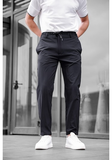 Jogger Paraşüt Kumaş Siyah Renk Erkek Pantolon-1767 Siyah