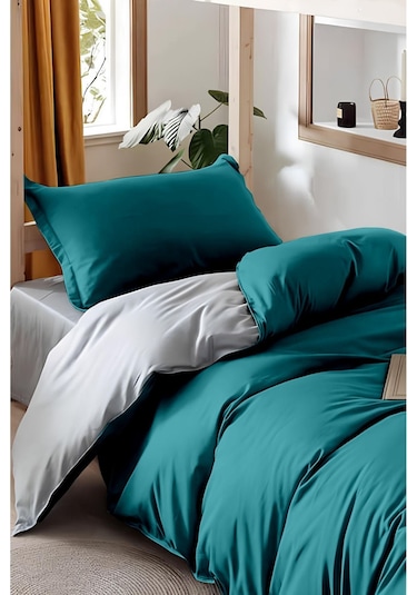 Always Çarşafı Lastikli Çift Taraflı Tek Kişilik Nevresim Takımı Tekaçıkbejgri