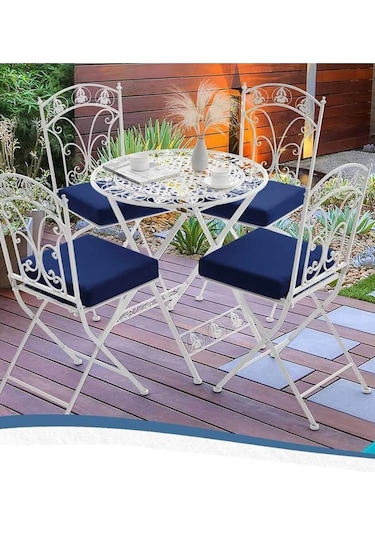 Lüx Koltuk Minderi Sandalye Minderi Yemek Sandalyesi Minderi Bahçe Minderi 4 Adet Mavi Mavi
