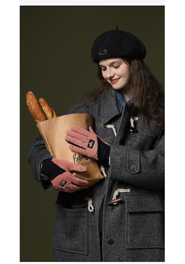 Snapbuy Unisex Kışlık, Parmak Açılır Dokunmatik, Kalın Peluş Eldiven Pembe