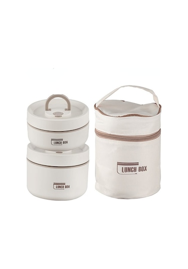 Xiaoqityh-taşınabilir Termos Bardak 304 Paslanmaz Çelik Termos Yemek Kabı Huni Öğrenci Yemek Kabı Çok Katmanlı Yuvarlak Yemek Kabı