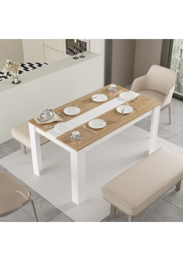 Robin Home Lena Yemek Masası 140x80 Sepet-beyaz
