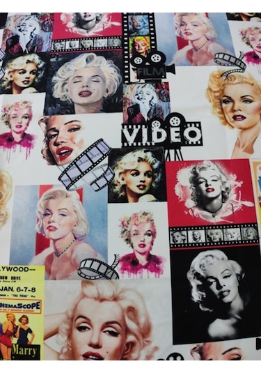 Film Şeritli Marilyn Monroe Desenli Dijital Baskılı Kumaş