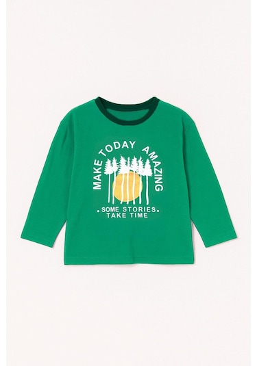 Erkek Çocuk %100 Pamuk Baskılı Uzun Kollu Tişört - Yeşil 3-4 Yaş 8-9 Yaş Yeşil Erkek Çocuk %100 Pamuk Baskılı Uzun Kollu Tişört - Yeşil 3-4 Yaş 8-9 Yaş Yeşil
