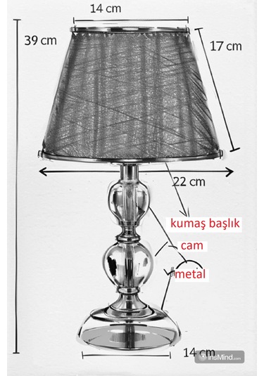 T Serisi Masa Abajuru Metal Ve Cam Gövde Kumaş Başlık Kahverengi